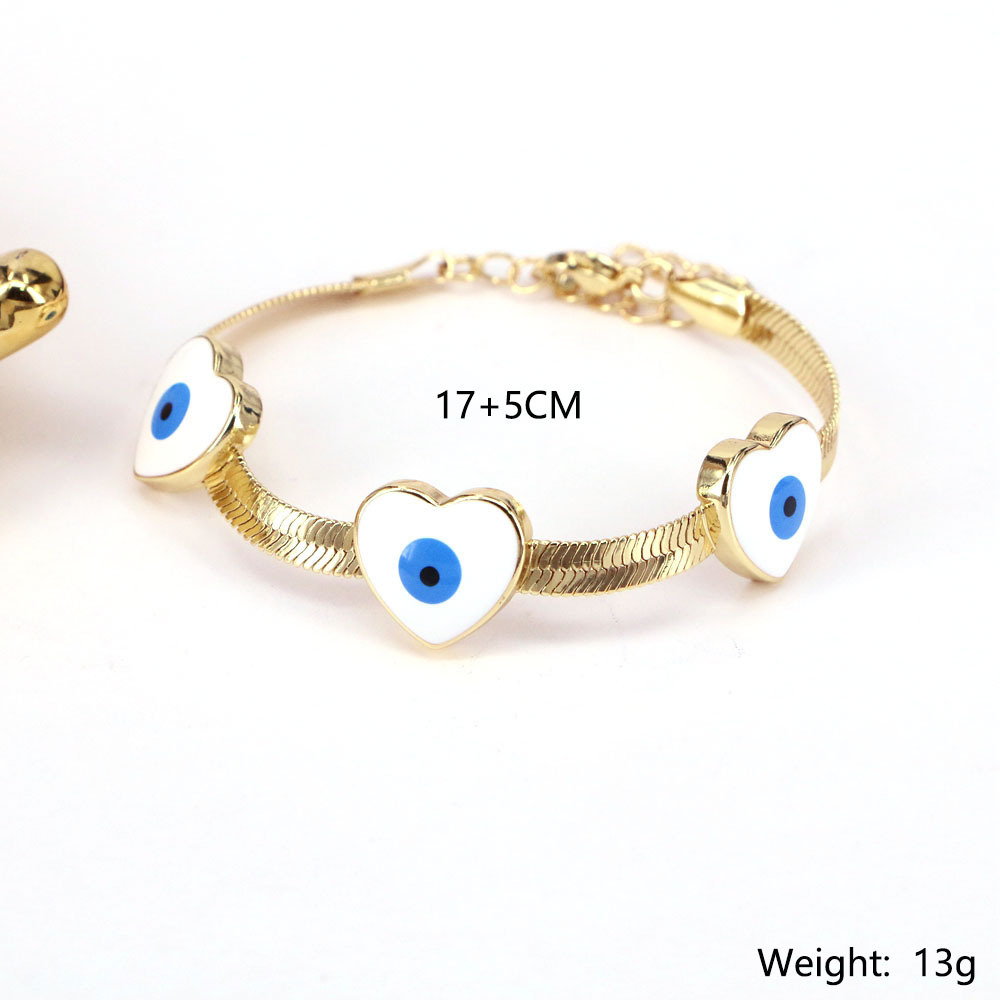 Fashion Star Heart Shape Eye Copper Bracelets Enamel Gold Plated Copper Bracelets