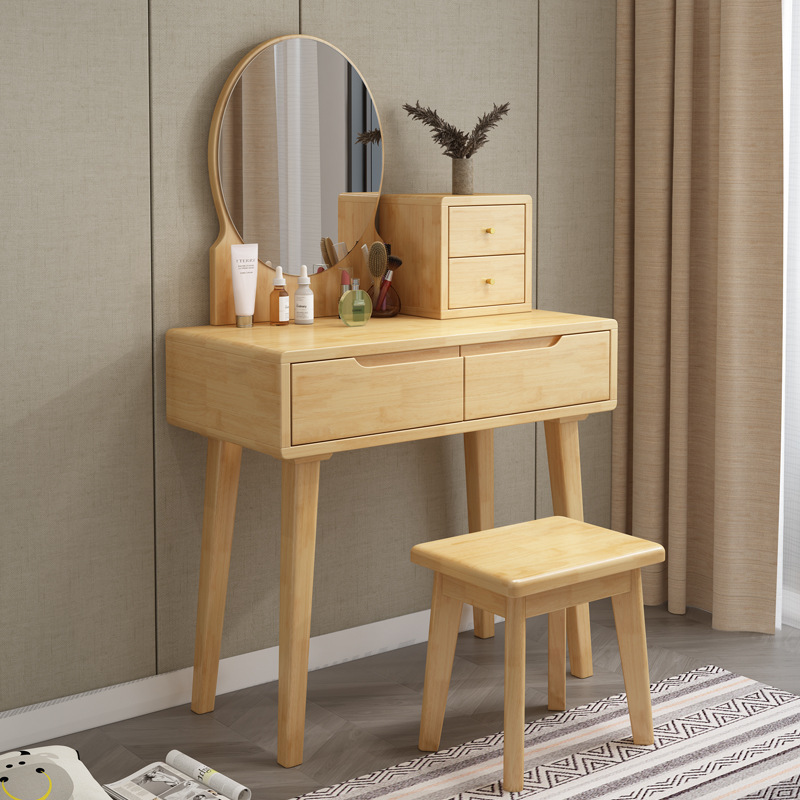 Nordic solid wood dressing table and bedroom storage cabinet in one, modern minimalist luxury, popular style, small mini vanity desk