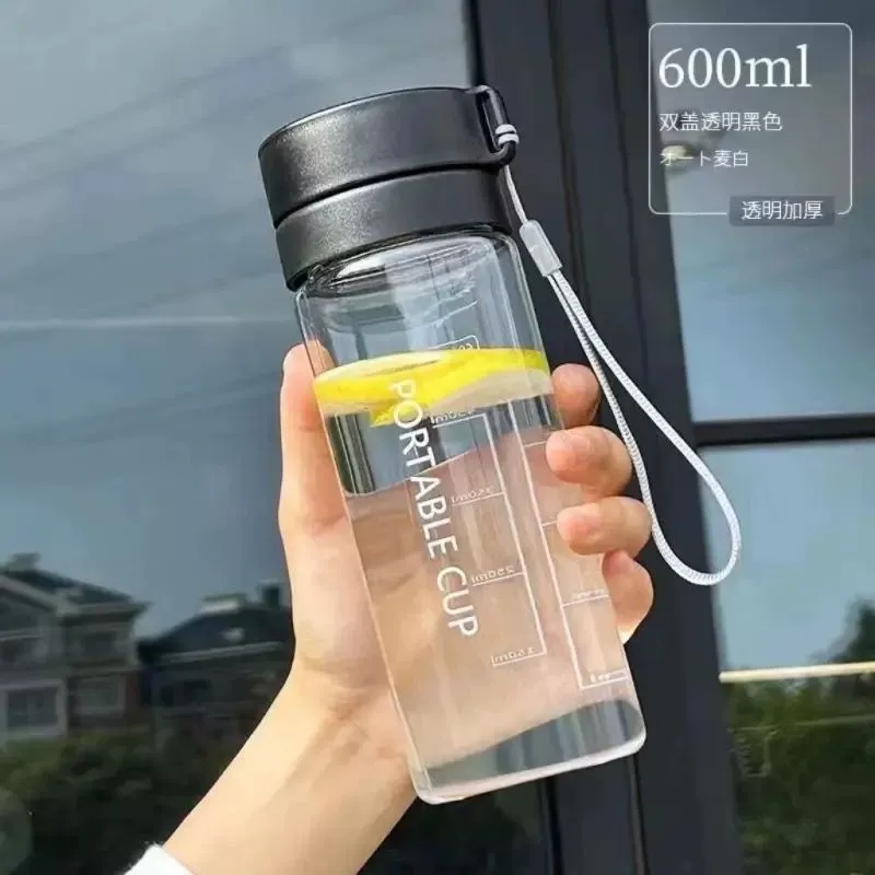 Water bottle 600/800 ml, high-temperature resistant plastic, large-capacity portable cup