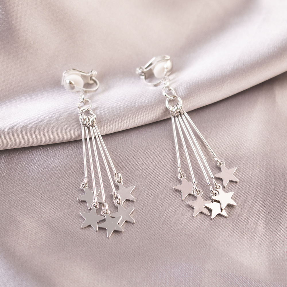 Cadena coreana borlas pinzas para las orejas de las estrellas Pendientes de temperamento de alta gama indoloro sin agujeros para las orejas Pendientes de lujo ligero de nicho de moda
