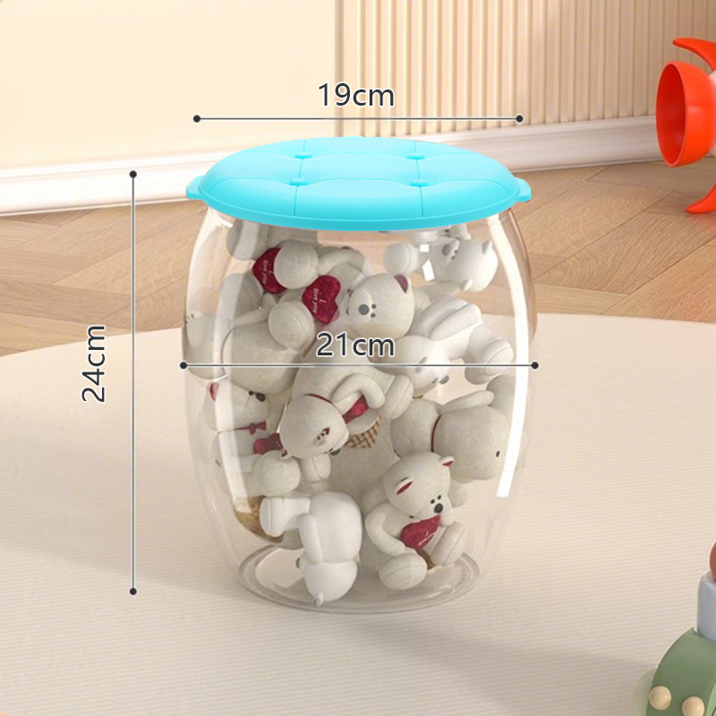 子供用収納ボックス、赤ちゃんのおもちゃ、人形、積み木収納バケツ、多機能収納プラスチック透明収納ベンチ、家庭用|undefined