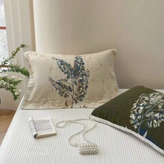 工場直販！花柄シリーズ純綿大人用枕カバー、4層ジャカードレトロスタイルライト高級枕カバーのペア