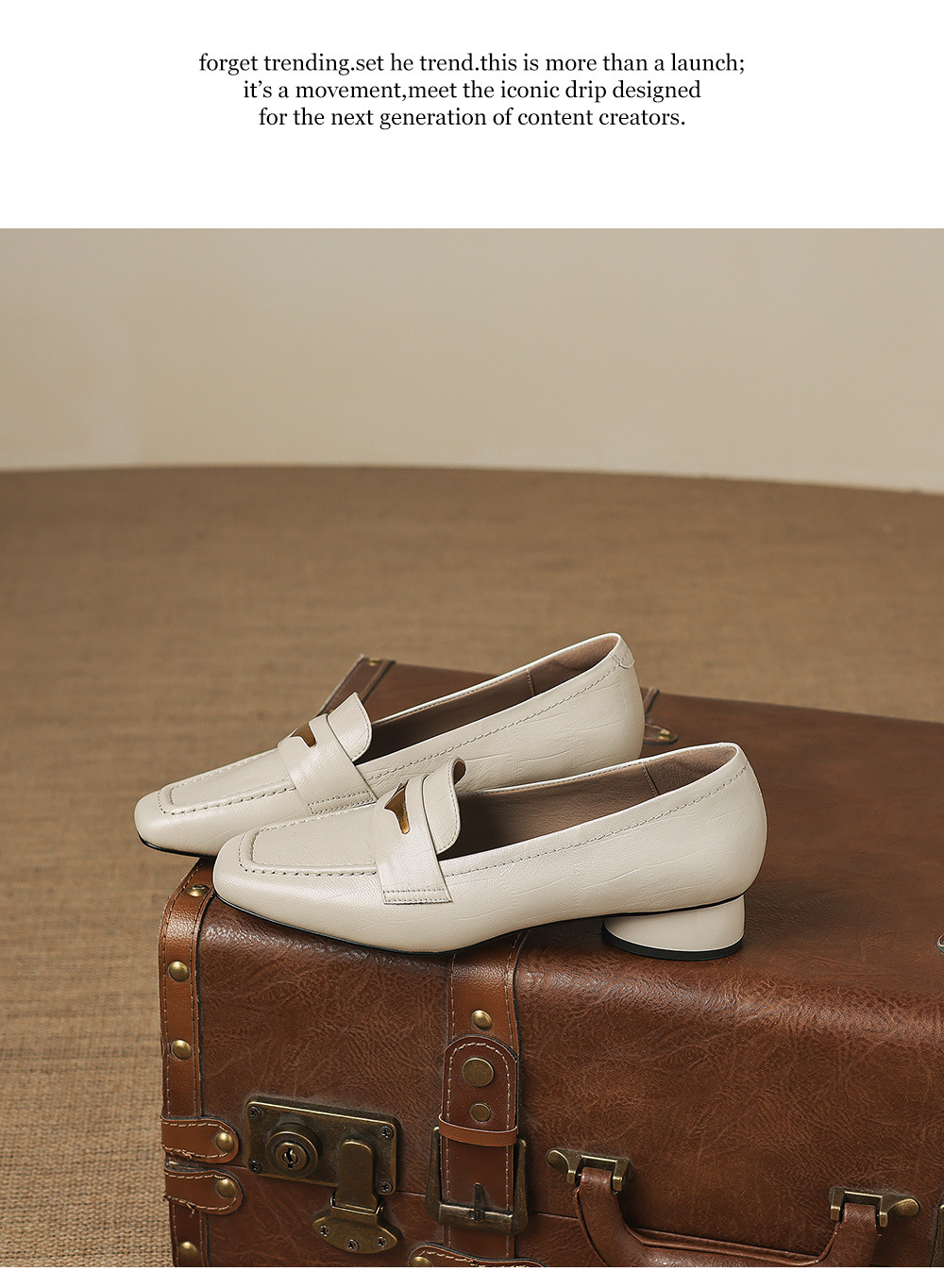 Giày loafer nữ da dê mũi vuông gót thấp kiểu cổ điển — đen chi tiết 21