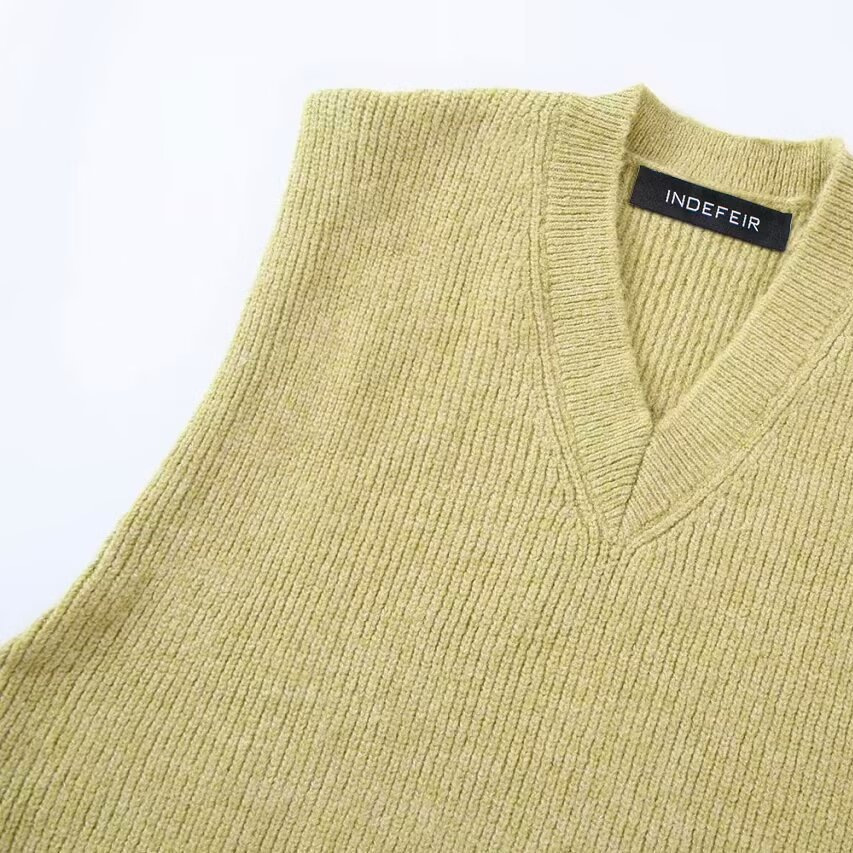 Kadınlar 2024 Sonbahar/Kış Yeni Stil Çok Yönlü V Yaka Örme Atlet_voghion.com