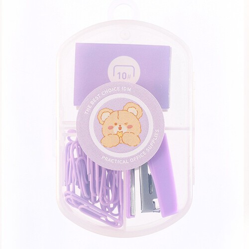 Cross-border direct supply of macaron color creative thumbtack binding combination paper clip ticket holder stapler student stationery set