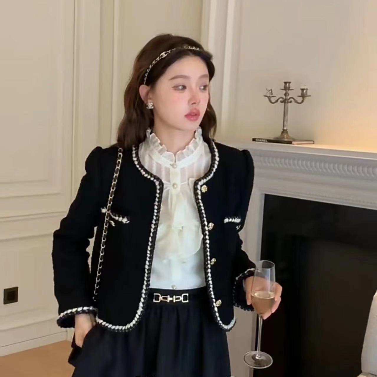 New Early Autumn French Style Jacket for Women, Spring and Autumn Short Style, Retro Style, Ladylike Tweed Top