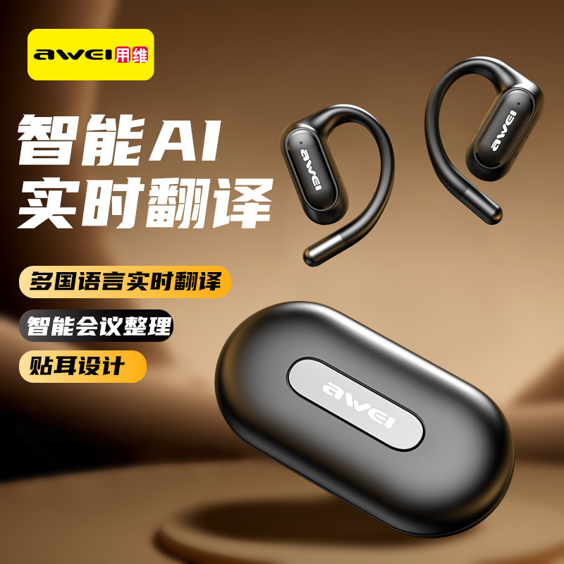Awei 2026 New Model Ows T93 Wireless Bluetooth Earphones Ai Smart Translation Waterproof Sports Noise Reduction