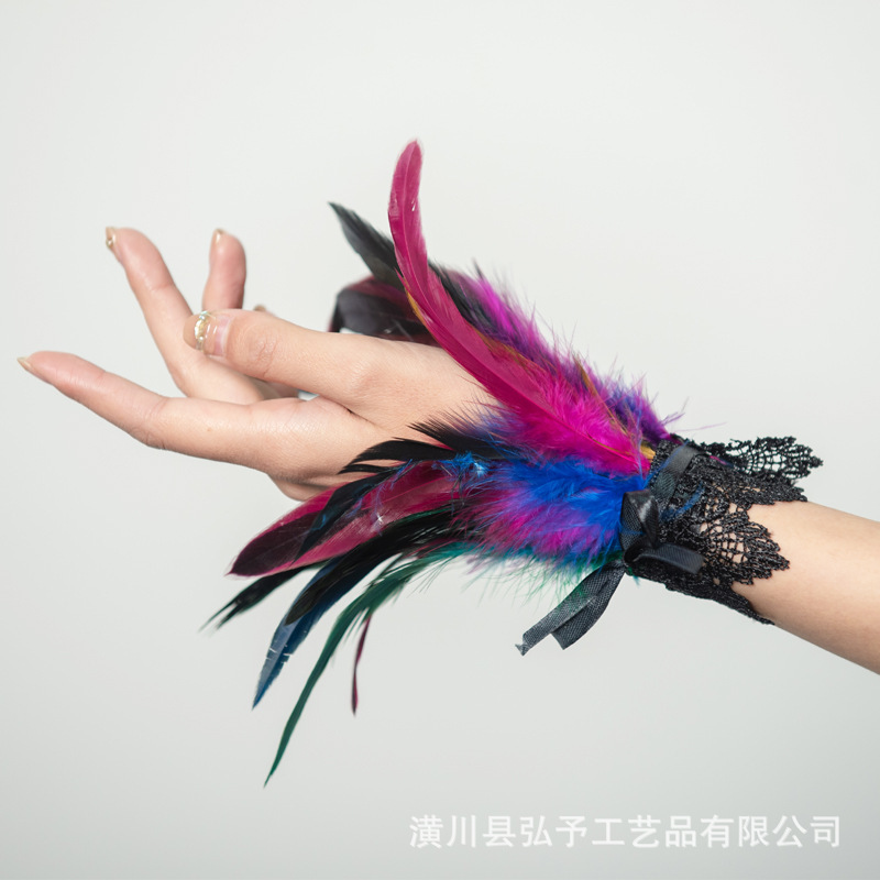 Cross Border Lace Feather Wrist Band Wrist Gothic Wrist Cuff Accessories Halloween Stage Show Decorations
