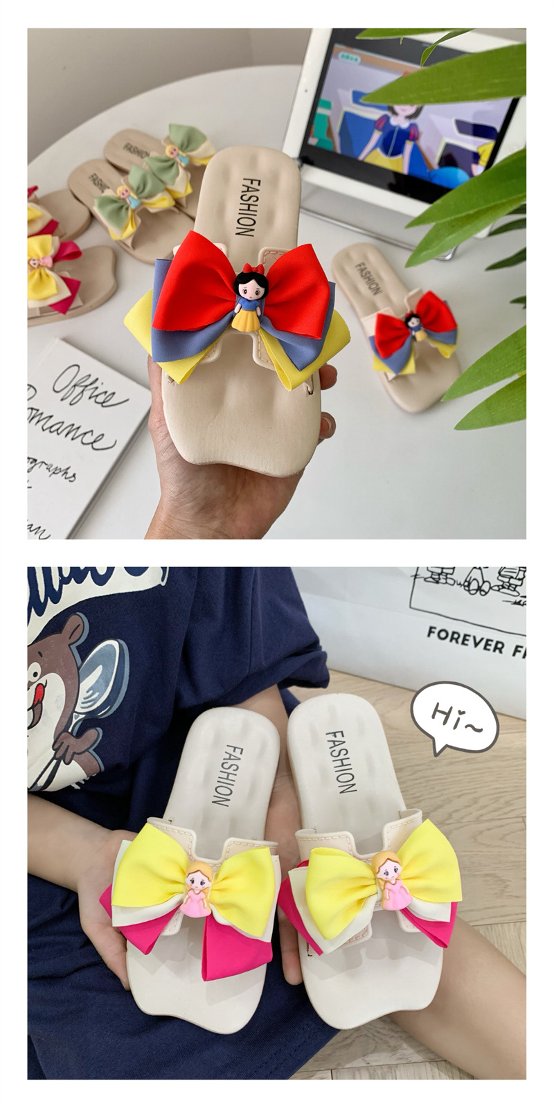 Sommer Sandalen Neue Mädchen Cartoon Atmungs Prinzessin Schuhe Weiche Sohle Anti Rutsch Bogen Kinder Outwear Hausschuhe_voghion.com
