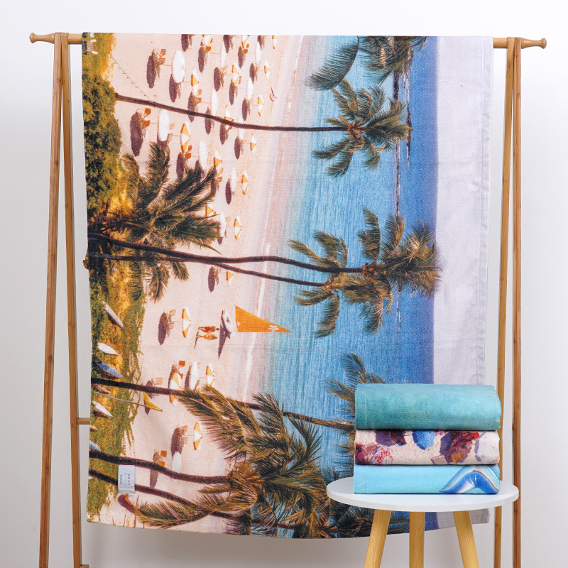 In-Stock Direct Sales and Wholesale of Beach Towels, Professionally Produced Pure Cotton Cut Velvet Digital Printing and Reactive Printing Beach Towels