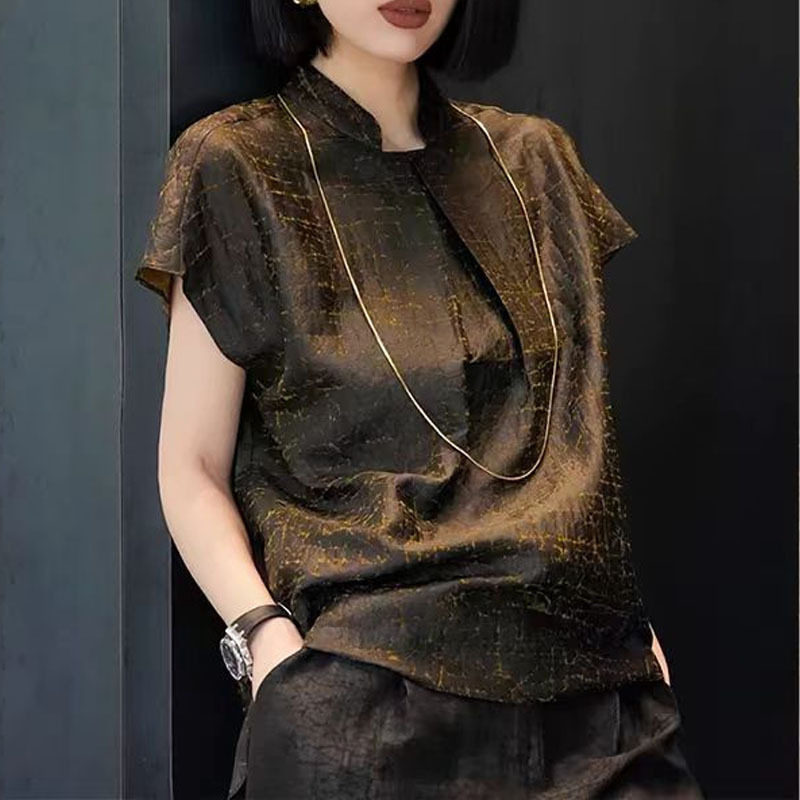 新中式女装国风短袖衬衫2025新款夏季高级感复古独特别致醋酸上衣|undefined