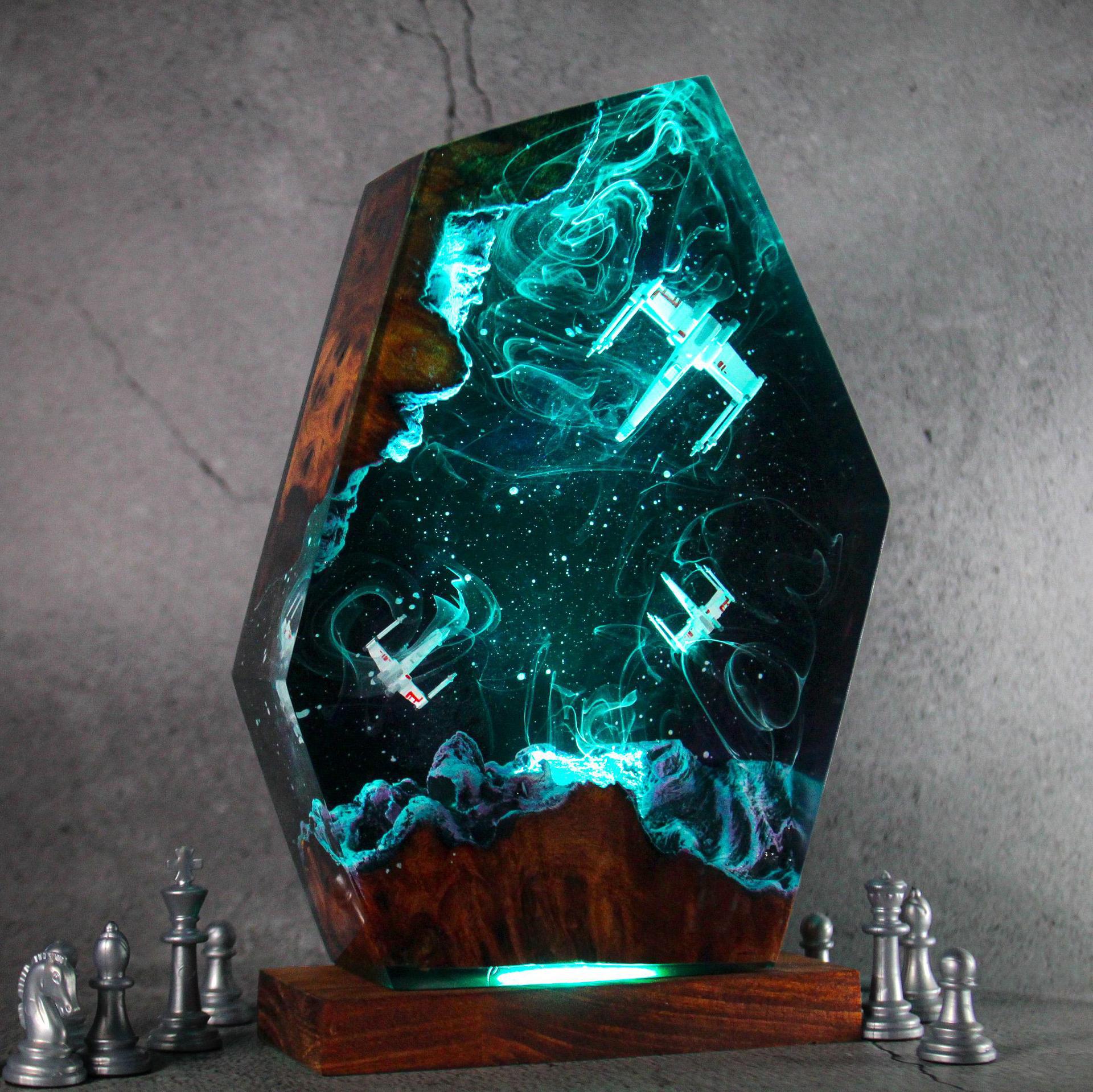 Transfronteriza venta caliente estereoscópico Star Wars lámpara de resina única regalo de decoración de la habitación de los chicos