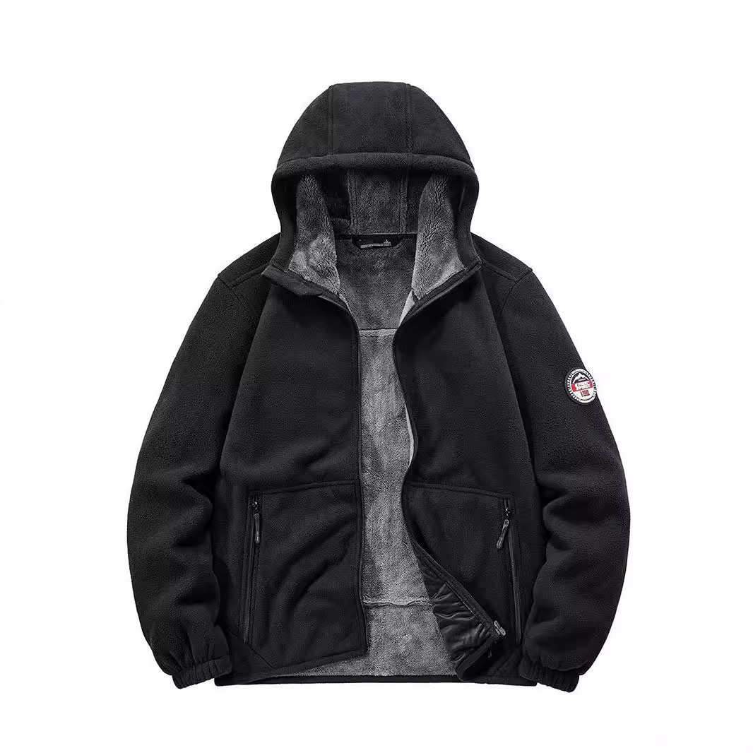 Abbigliamento maschile cappotto di cotone giacca con cappuccio da uomo cappotto in pile più velluto pile polare ispessito celebrità di Internet trasmissione in diretta studente tendenza_voghion.com