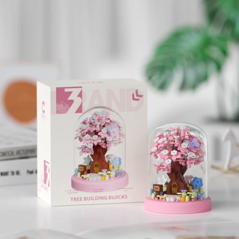 Chao Le Chuang 7392 casa del árbol de cerezo regalo de bloques de flores día de plantación de árboles niñas juguetes para niños adornos al por mayor