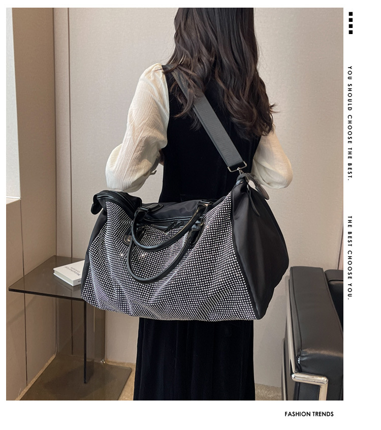 Large Capacity Travel Bag, Casual Handbag, Sequins Inlaid With Diamonds, Sports And Fitness Bag, Crossbody Travel Luggage Bag_voghion.com