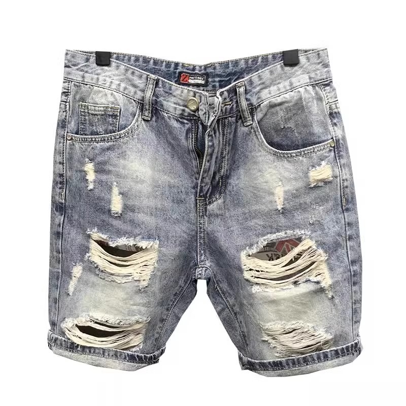 Hellblaue Jeansshorts Für Herren Im Angesagten Used-look_voghion.com