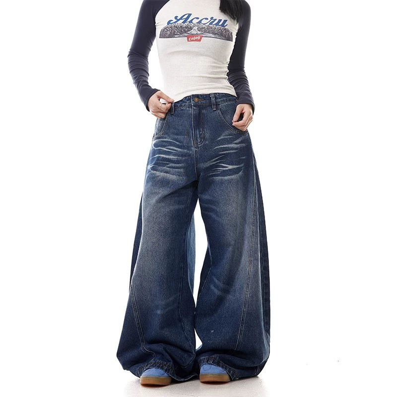 Three dimensional jeans for leisure for men and women, trousers, American style, loose straight fit
