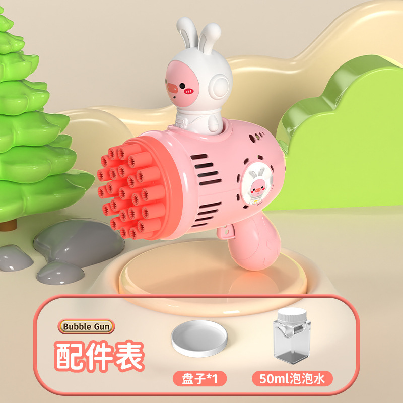 Pistola de burbujas de conejo rosa 23 agujeros (bolsa)