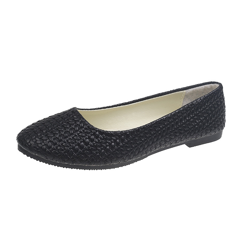 Gran tamaño de diseño trenzado sentido de otoño 2025 nuevo estilo poco profundo cabeza punta suela suave zapatos de abuela retro zapatos de sola plana para mujeres