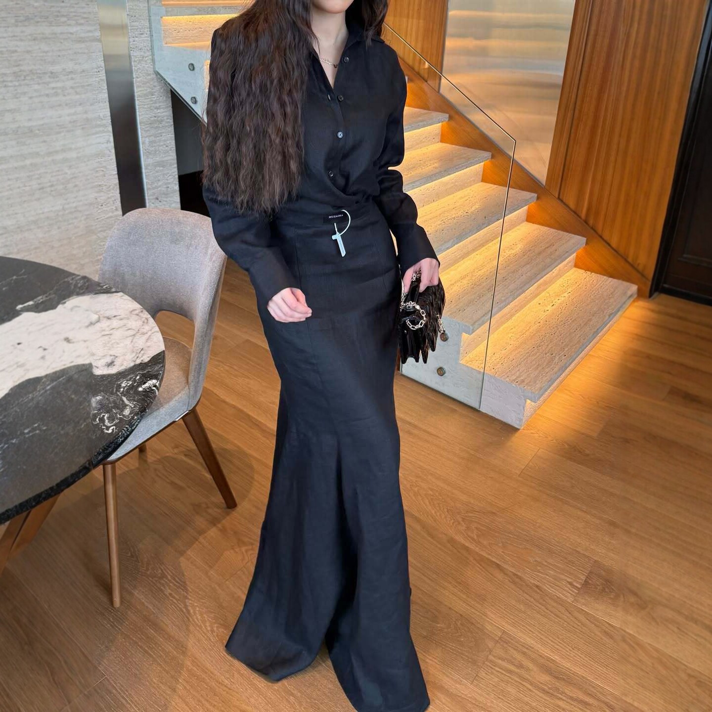 European and American Cross-Border Women's Clothing 2026 New Style Linen Long-Sleeve Shirt + Fishtail Skirt, Exclusively for Export Women's Clothing
