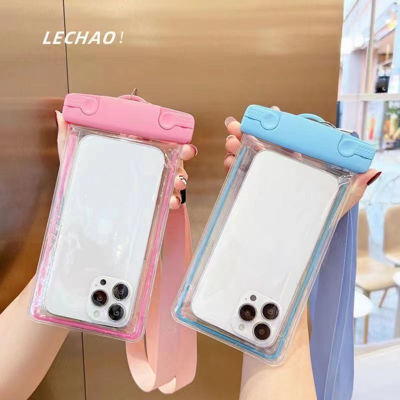 New waterproof phone case, transparent touchscreen, dustproof, sandproof, suitable for rafting, swimming, hot springs, crossbody, waterproof bag for takeout, airbag