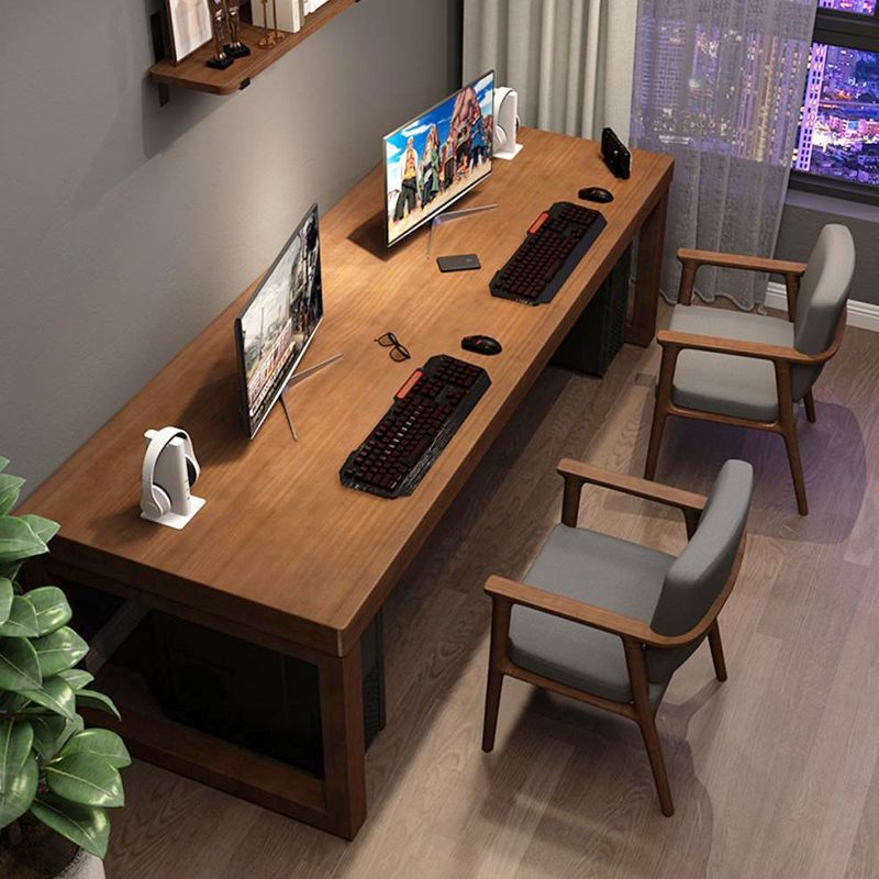 Solid Wood Double Desk Home Long Table Study Table Bedroom Wall Desk Student Computer Table and Chair Combination