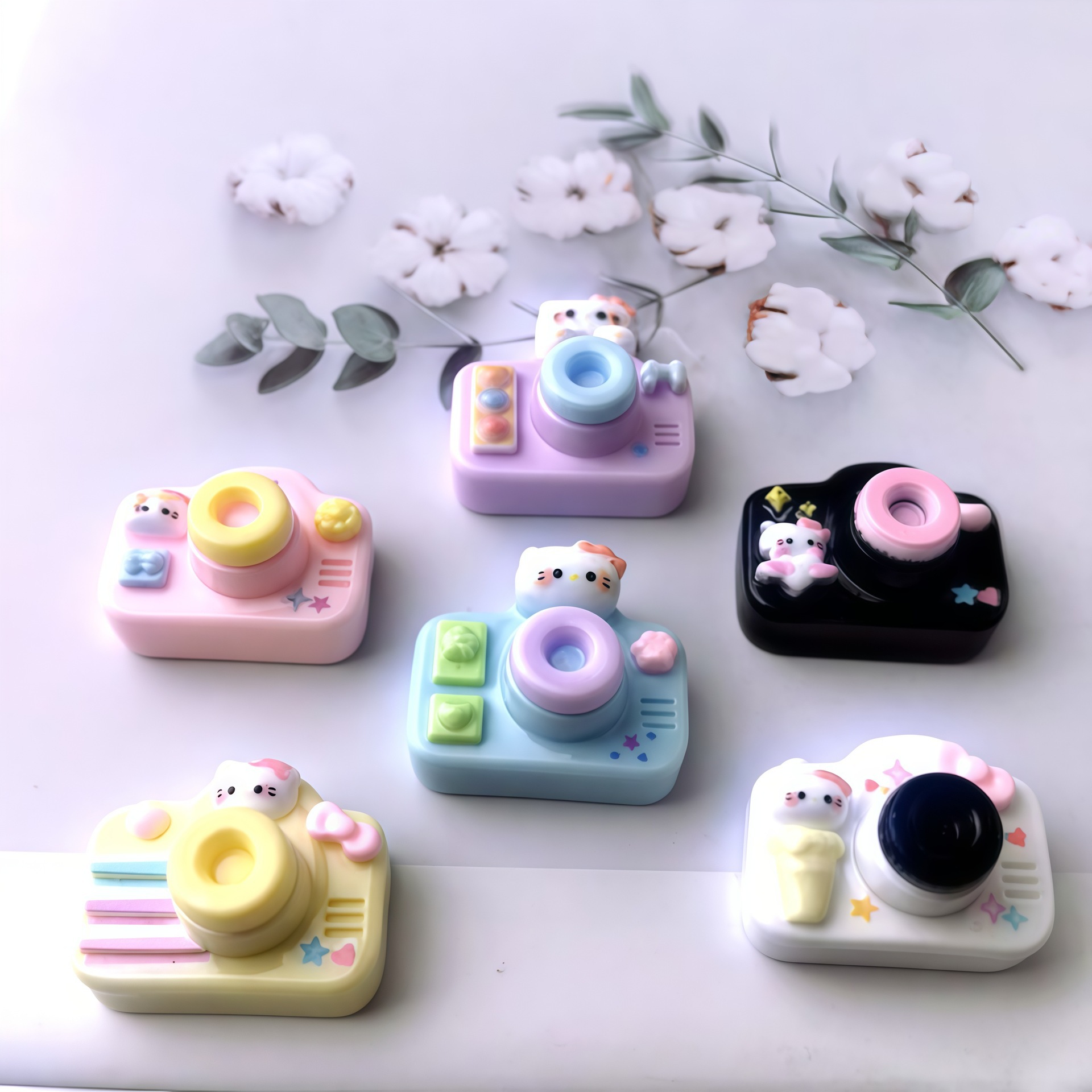 卡通立体猫猫相机diy树脂配件娃娃屋挂脖发夹鞋扣钥匙扣吊坠配饰
