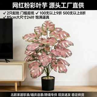 仿生仿真彩叶芋跨境专供  高端轻奢观叶盆栽 客厅落地 工厂直供