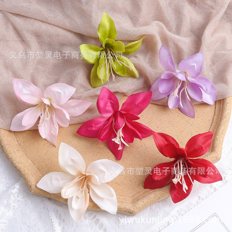 Simulated Lily Flowers DIY Handmade Materials Fake Flowers Silk Flowers Hair Accessories Clothing Flower Accessories Flower Wall Arrangement Floral Art