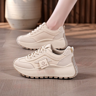 【Petite】5Cm Height Increase Spring and Autumn Women's Shoes Versatile Thick-Soled Fashion Casual Sneakers Dad Shoes