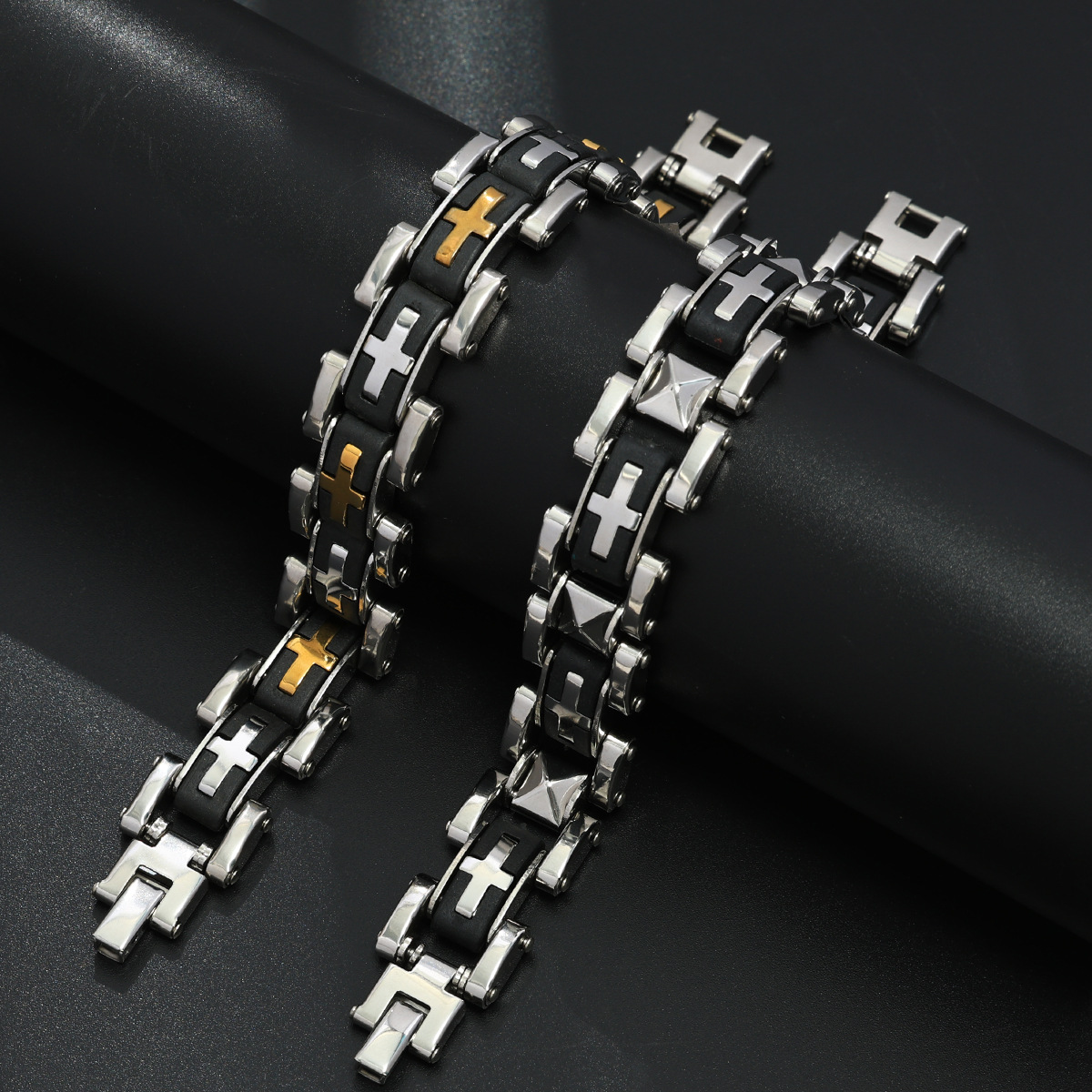 European and American Classic Retro Style Wish Aliexpress Hot Selling Watch Chain Simple Cross Stainless Steel Trendy Male Punk Hand