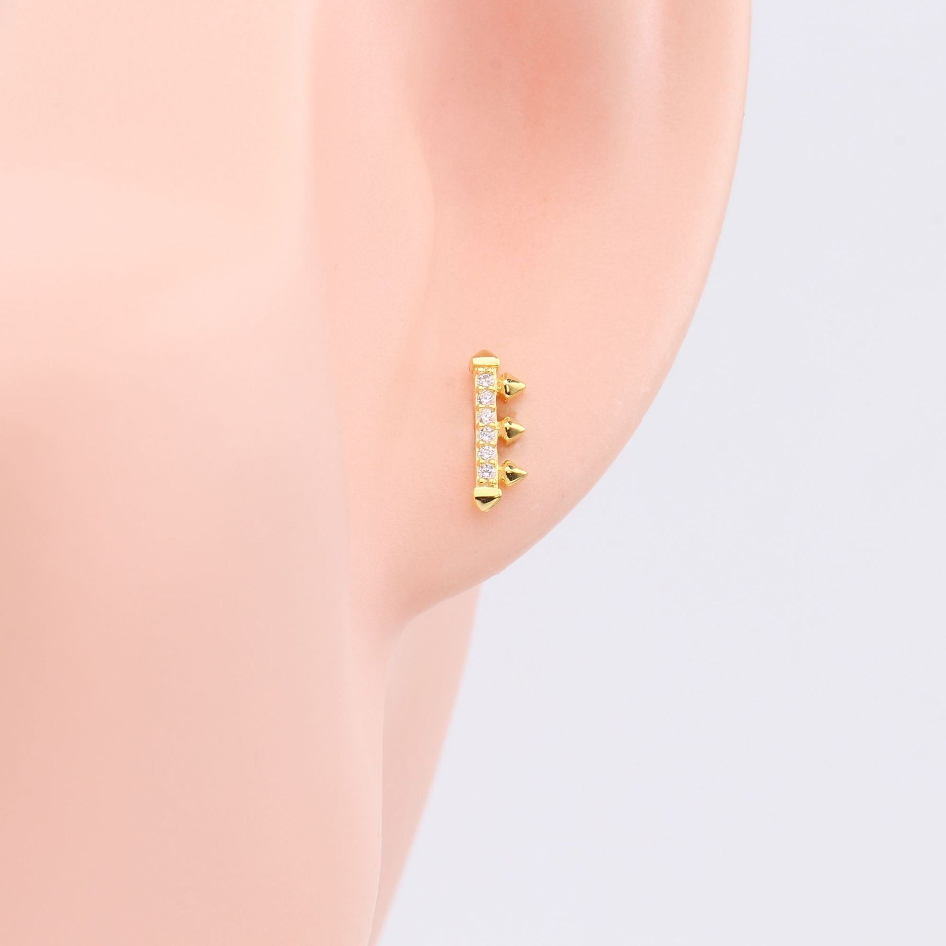 1 Pair Simple Style Geometric Sterling Silver Inlay Zircon White Gold Plated Gold Plated Ear Studs display picture 3