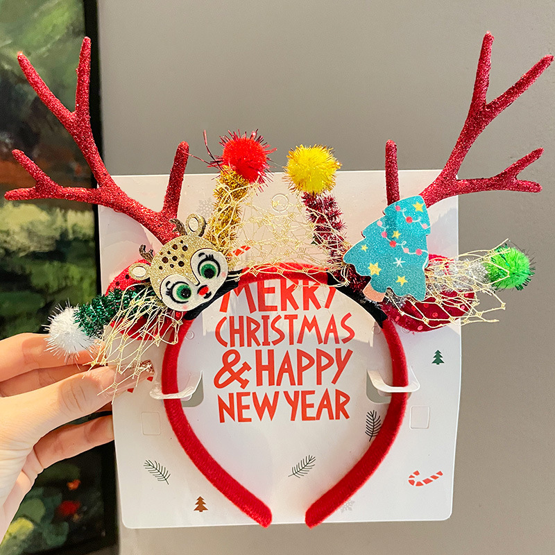 Bonito Minnie arco de cabeza de Navidad mujer dulce cabello fijación de cabello fiestas de cabello adornos de tocado