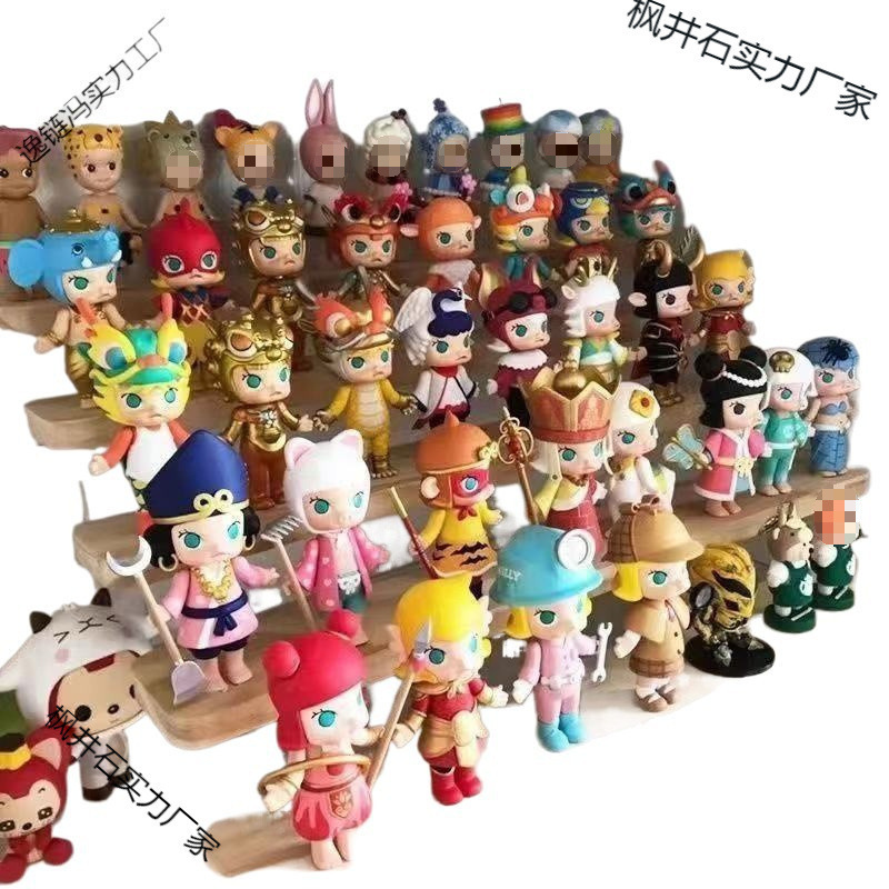 家用亚克力公仔盲盒展示盒手办收纳展示架木质阶梯桌面娃娃展示柜|undefined