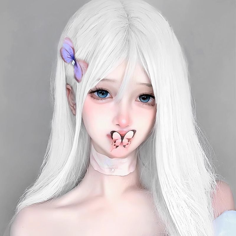 Connie Balta Peruka Moterims - Ilga tiesi kasdieninė Lolita cosplay anime plaukai