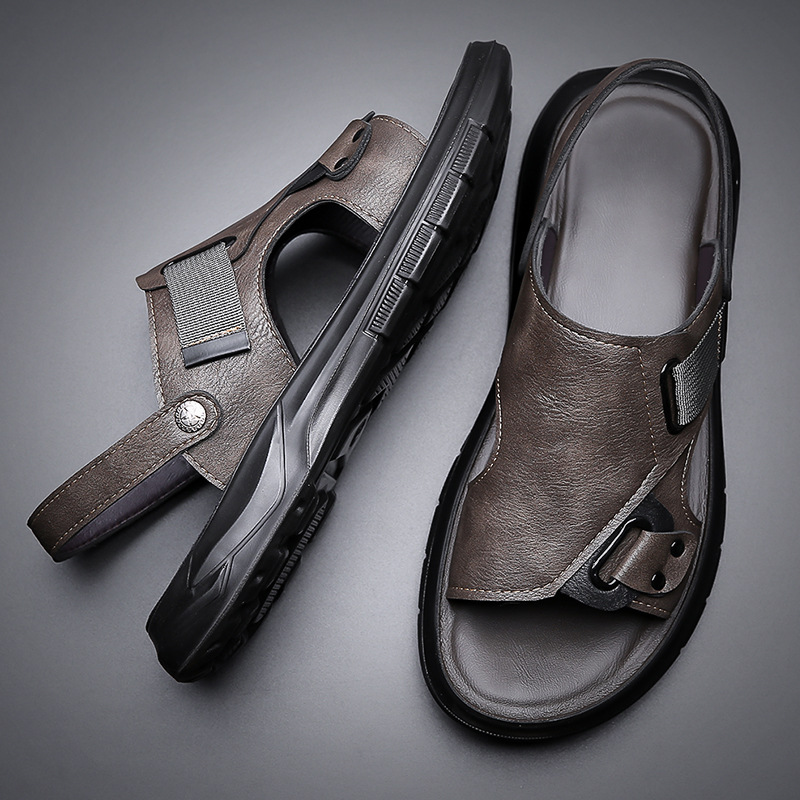 Gran tamaño de verano nuevos zapatos de playa para hombres al aire libre transpirables suela suave para usar zapatillas de papá un cabello