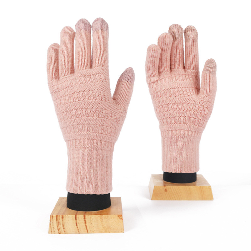 越境してよく売れている成人の冬の手袋の女性の両面のジャカードのメリヤスのタッチパネルの保温とベルベットの騎乗の手袋の男|undefined