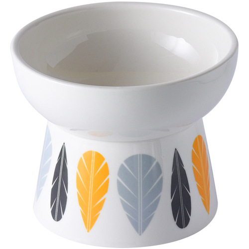 Pet ceramic bowl Japanese-style cat bowl tall cat food bowl water bowl pet bowl anti-cervical spondylosis cat food bowl anti-tilt tip