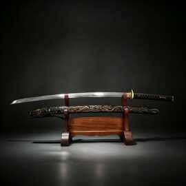 一体大马士革纹日本刀东洋居合刀长刀katana影视道具收藏未开刃