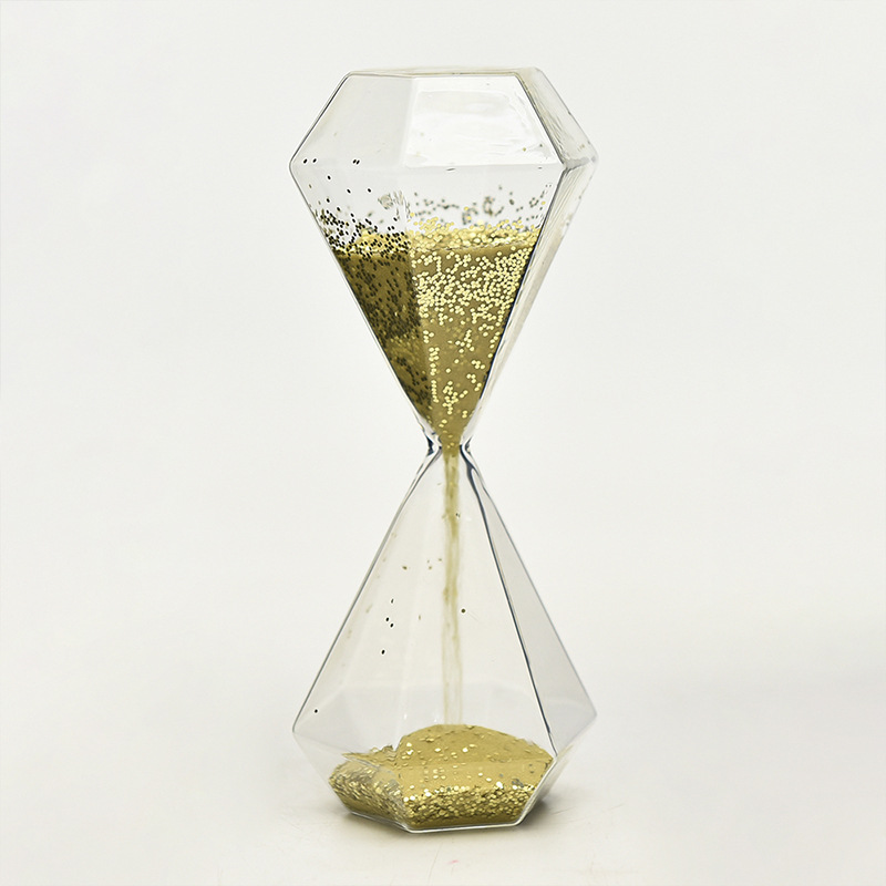Dorado creativo diamante vidrio reloj de arena temporizador adornos para el hogar decoración de escritorio regalo artesanía de vidrio