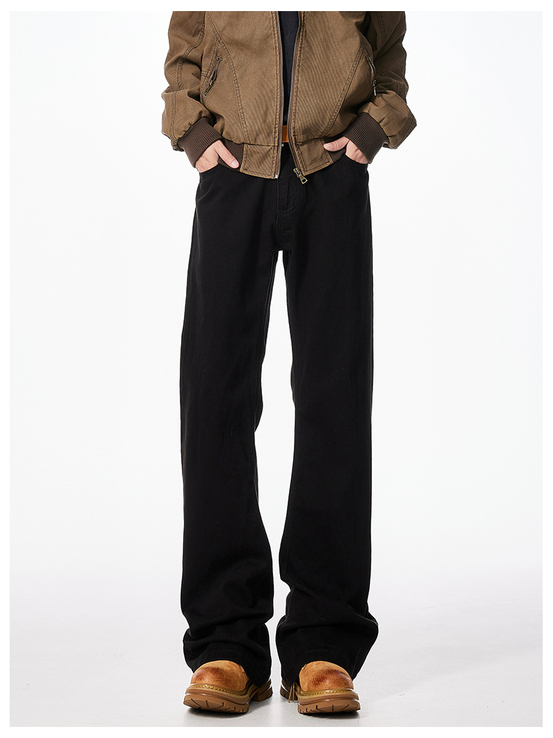 Paris Bootcut Black Scimitar Jeans Men's Spring And Autumn New Loose Cleanfit Micro Straight Pants_viptrois.com