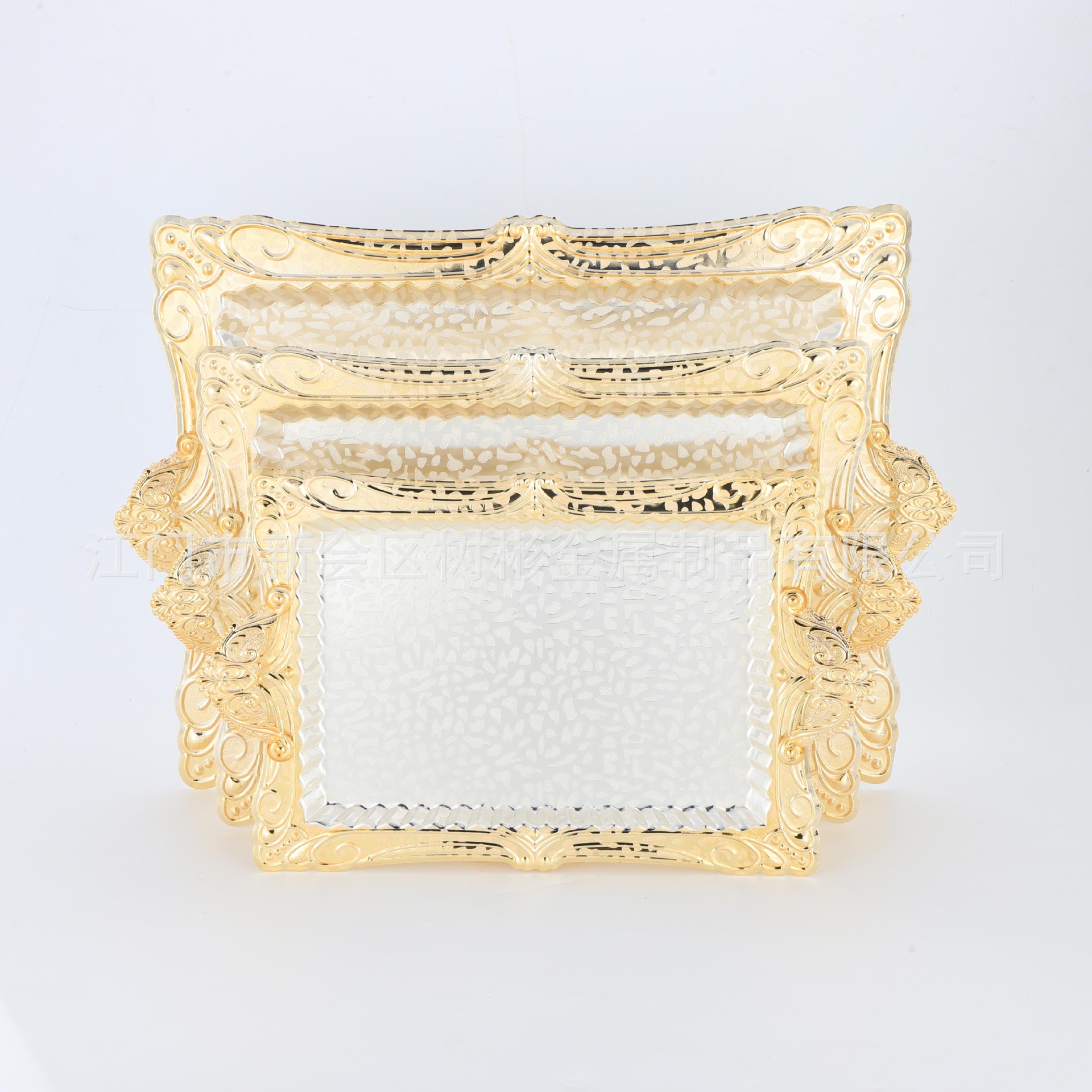 厂家直供方形托盘酒店餐盘家用茶盘点心干果盘金属餐具酒具铁盘