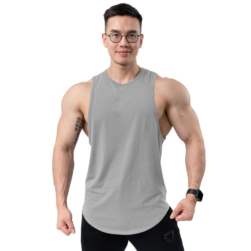 Solid color cotton sports vest for men breathable training sleeveless muscle men's running vest slim stretch fitness clothing summer