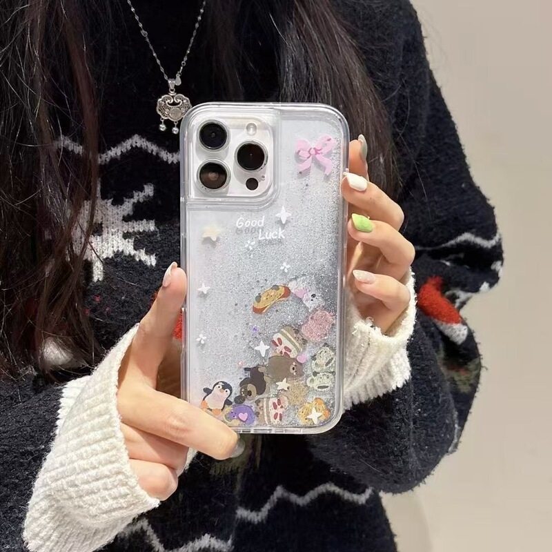 動物モチーフの流砂ケース、Apple 16 Pro Max、iPhone 15/14、13対応、指紋防止保護ケース|undefined