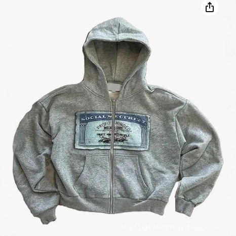 Y2k oversized patterned hoodie unisex grunge zip-up hoodie cute hoodie