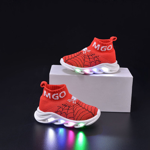 Spring and Autumn Children's Light-Up Sneakers for Young Children: Spider-Man LED Flashing Kids' Shoes