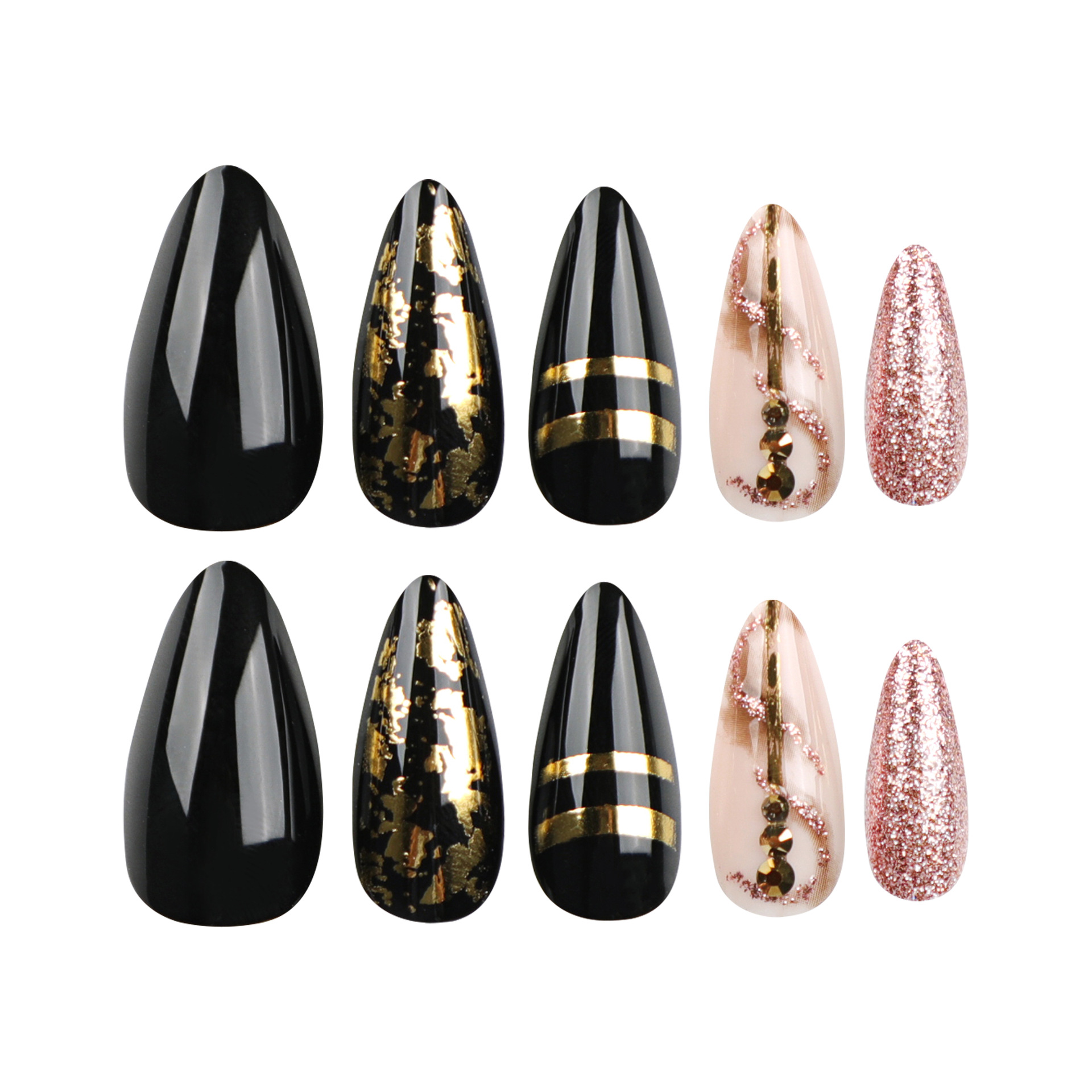 Comercio exterior transfronterizo pegatinas de uñas portátiles piezas de uñas al por mayor desgaste dorado uñas belleza piezas de uñas punta uñas falsas piezas de uñas