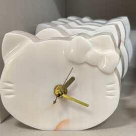 天然黄洞石大理石工艺品艺术云石时钟钟表时计摆件花瓶家居装饰品