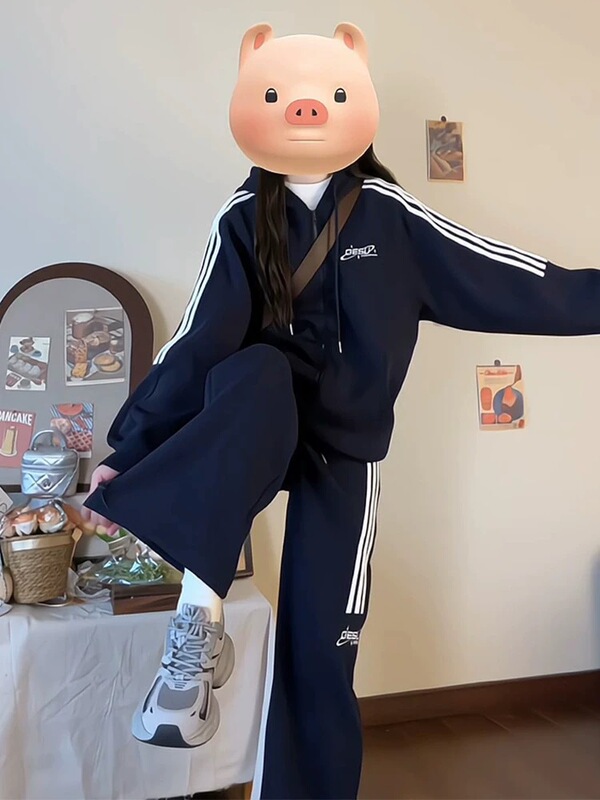 大码秋冬薄款卫衣女运动服套装宽松显瘦时尚休闲两件套胖mm300斤|undefined