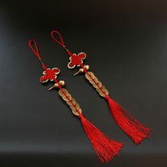 Chinese Knot Pure Copper Five Emperors Money Gourd Pendant Accessories Pendant Door-to-Door Home Car Hanging Auspicious Red Phnom Penh